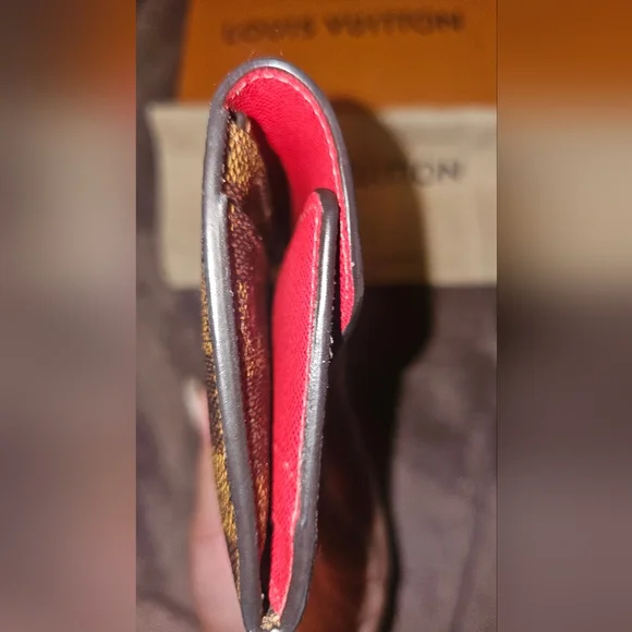 Louis Vuitton Damier Ebene Wallet with Red Accent - Picture 8 of 12